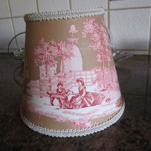 Gorgeous Pierre Deux Versailles Pink Red Taupe Sand French Country Toile Chandelier Table Lamp Shades Choose Size