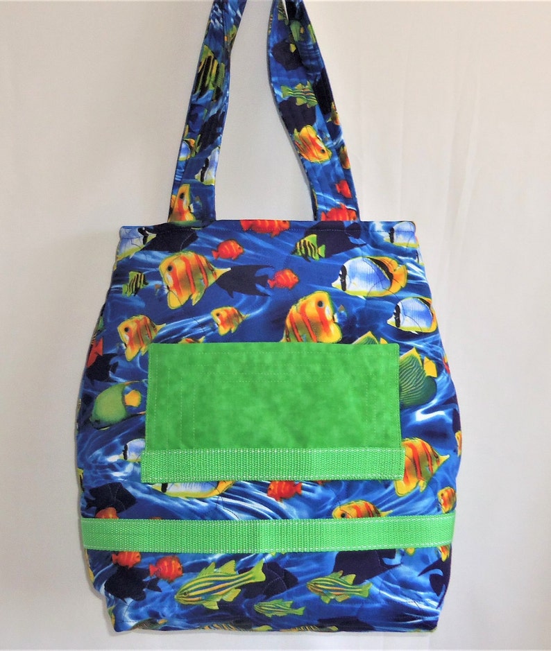 Craft Tote Bag Sea Knitting Tote Quilted Carry All Sewnsewsister Barrel Tote Bag Diaper Bag Quilted Book Bag Fish Tote Bag