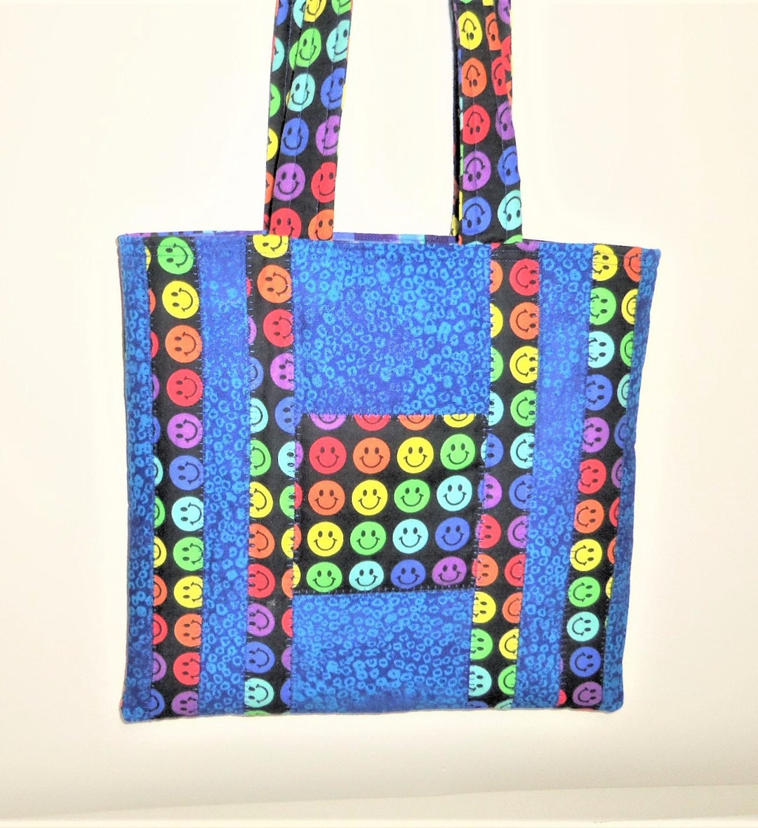 Tote Bag CHILD Tote Bag, School Carry All, Blue Tote Bag, Quilted Child
