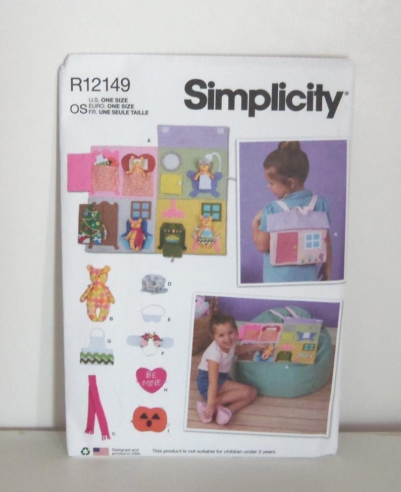 Doll house BackPack with Bear for Kids Sewnsewsister imagen 1