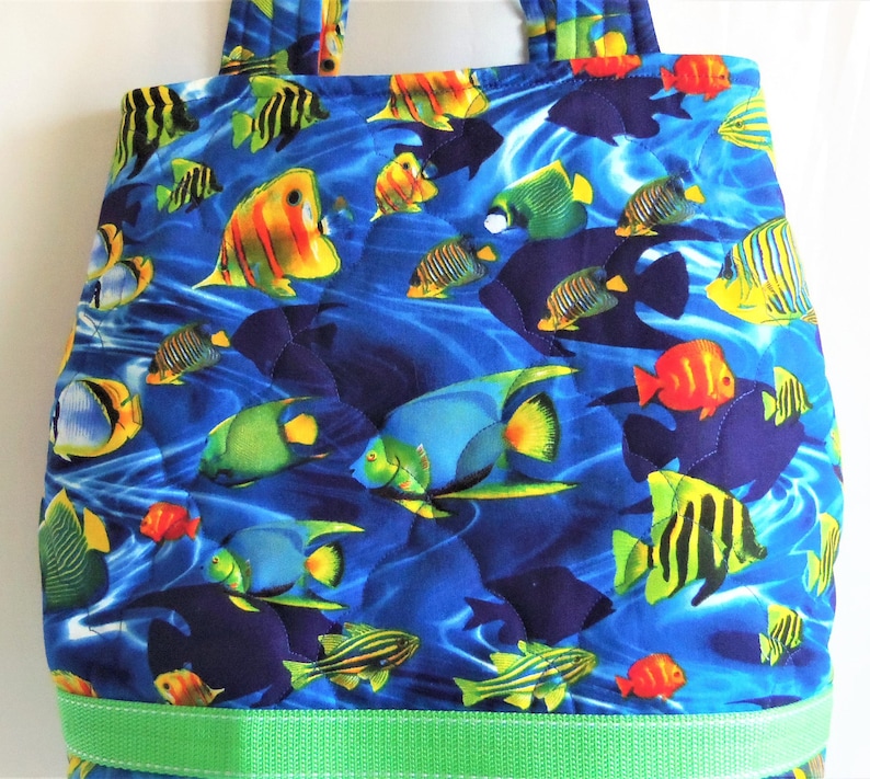 Craft Tote Bag Sea Knitting Tote Quilted Carry All Sewnsewsister Barrel Tote Bag Diaper Bag Quilted Book Bag Fish Tote Bag