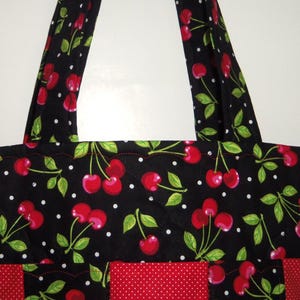 Tote Bag Cherry Bingo Carry All Sewnsewsister afbeelding 5