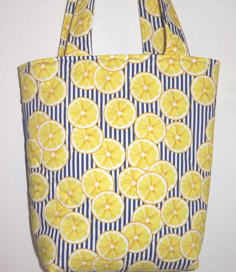 Tote Bag Lemons Knitting Bag Sewnsewsister afbeelding 4