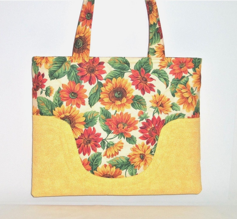 Tote Bag Sunflower Purse Yellow Quilted Sewnsewsister image 1