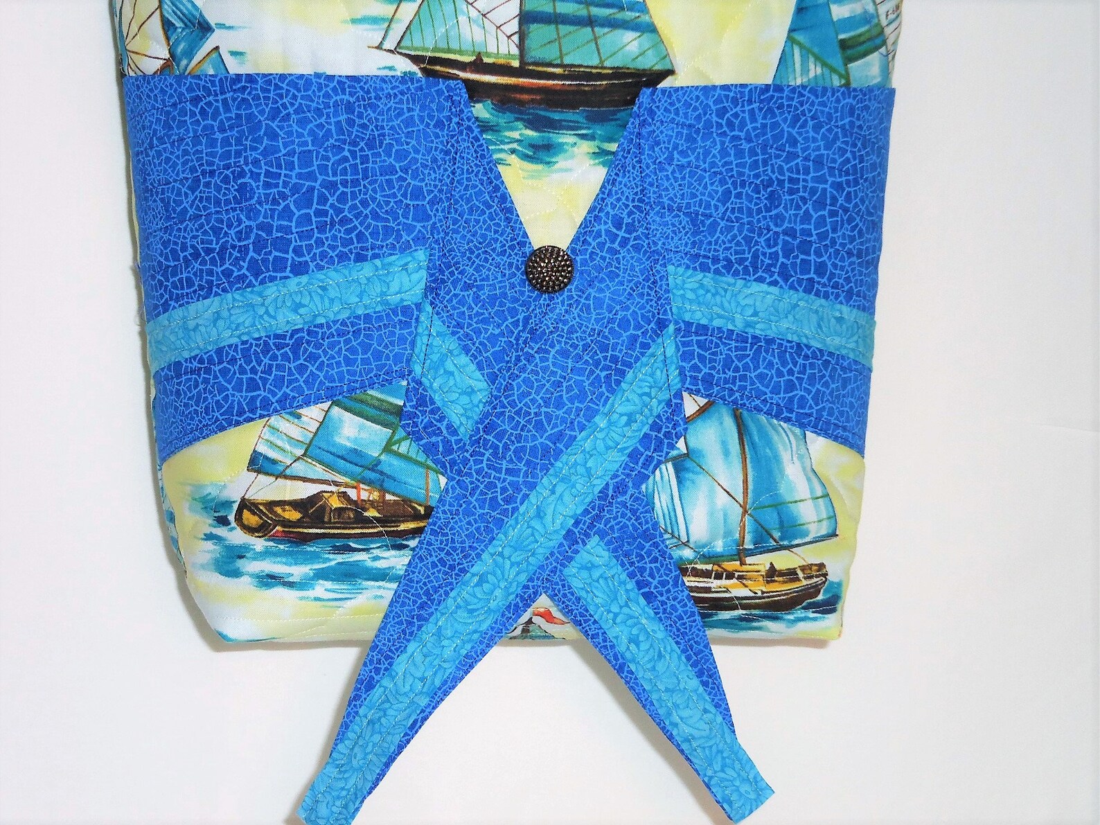 Knitting Tote Bag Sail Boat Tote Bag Large Quilted Purse Etsy