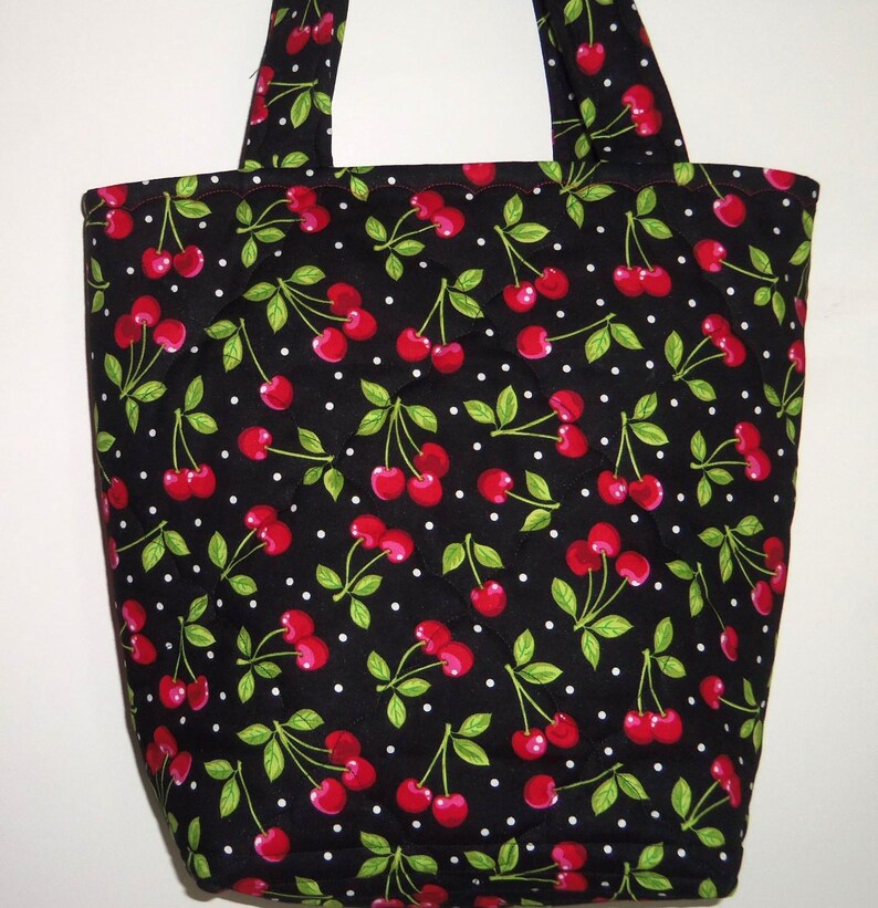 Tote Bag Cherry Bingo Carry All Sewnsewsister afbeelding 4