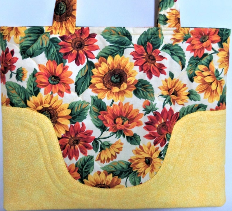 Tote Bag Sunflower Purse Yellow Quilted Sewnsewsister image 7