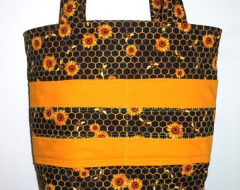 Tote Bag Daisies Knitting Bag Sewnsewsister