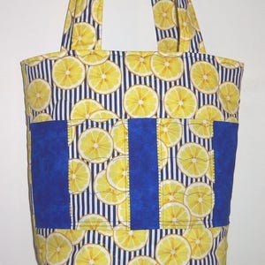 Tote Bag Lemons Knitting Bag Sewnsewsister afbeelding 1