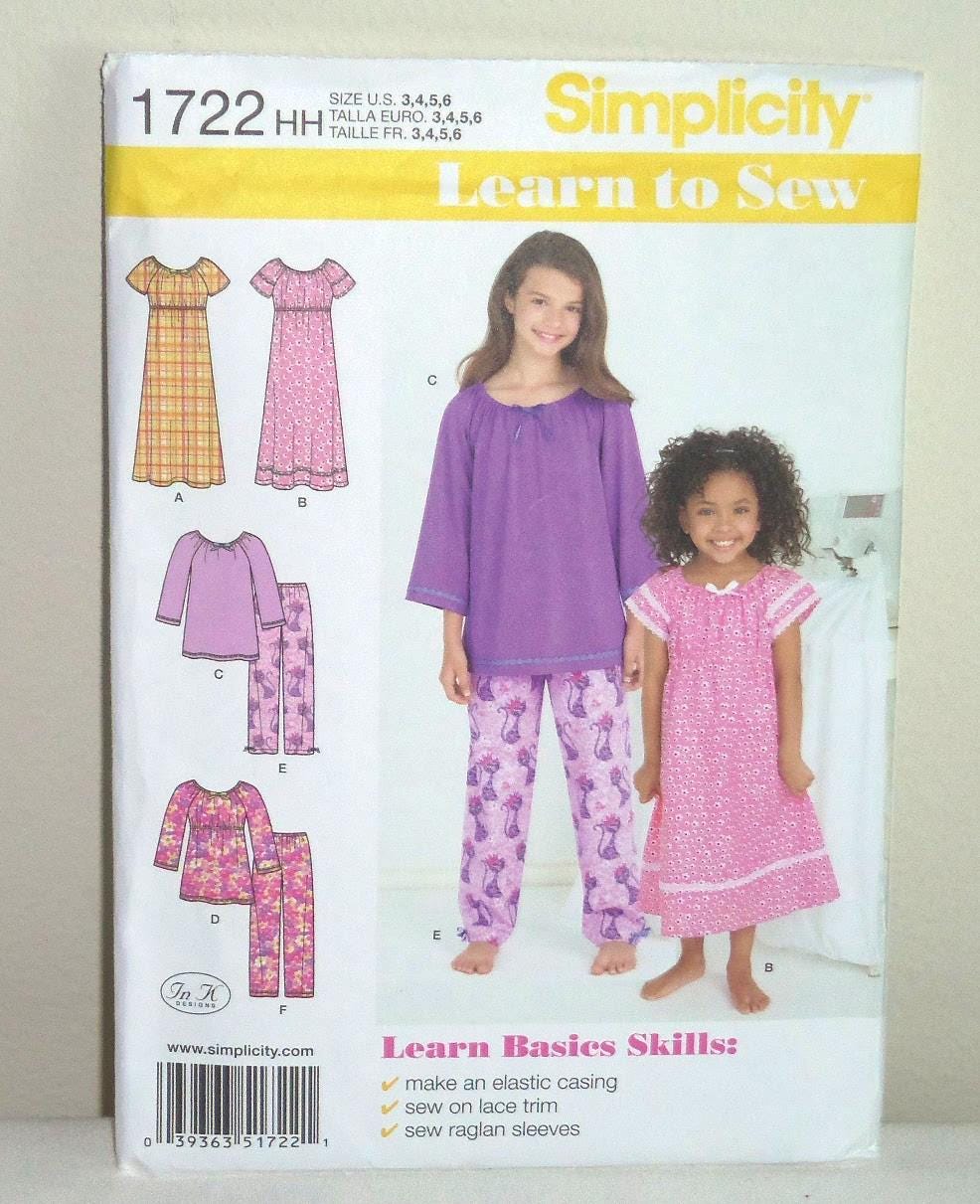 Girl's Lounge Dress Sleepwear Sewing Pattern  New Uncut Sewnsewsister