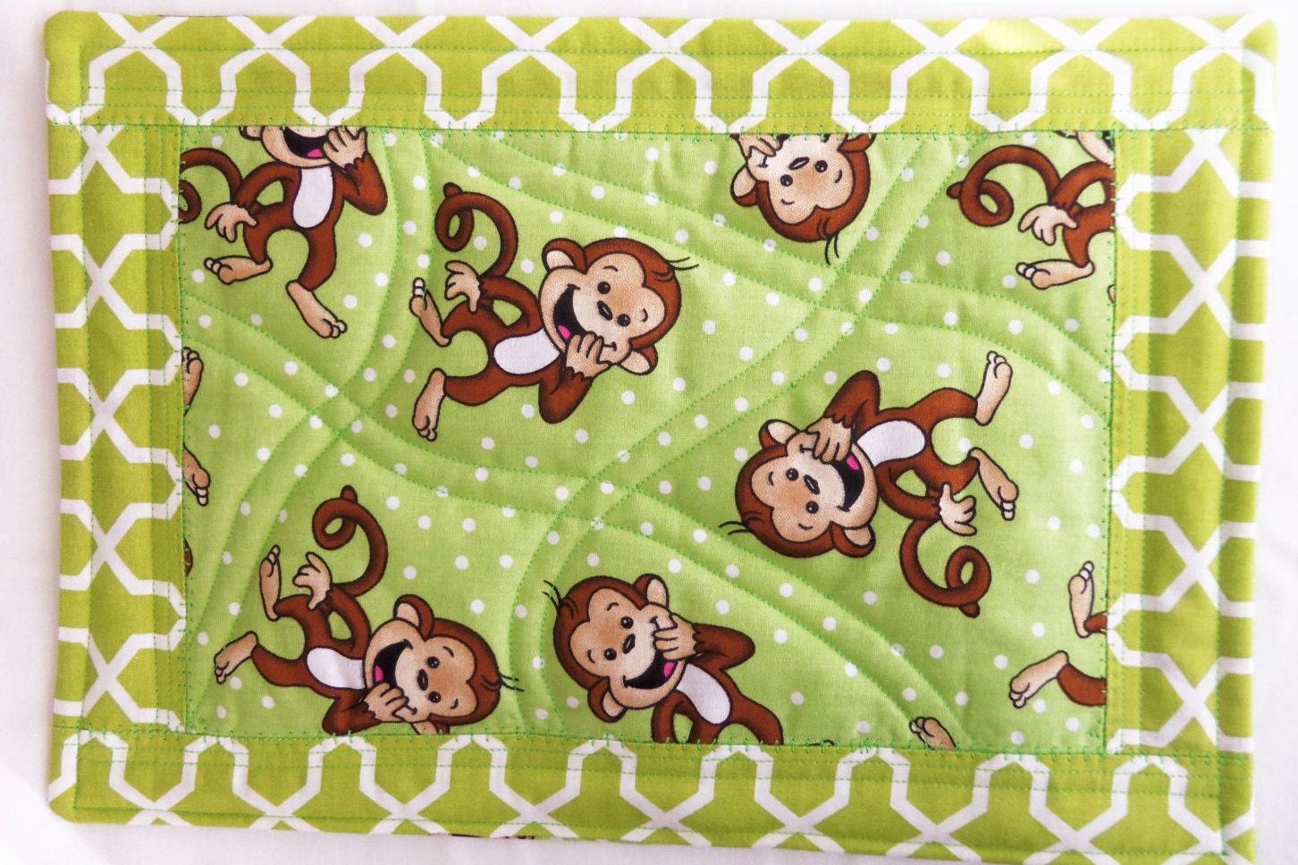 Monkey Place Mat Quilted Snack Mat Quilted Mug Rug Quilted Etsy