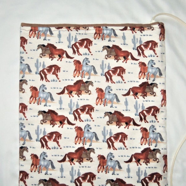 Heating Pad Cover 2 Flannel Layers, Horse  Cover, Flannel Pad Cover, Brown Pad Cover, Hook n Loop Closure, SewNSewSister