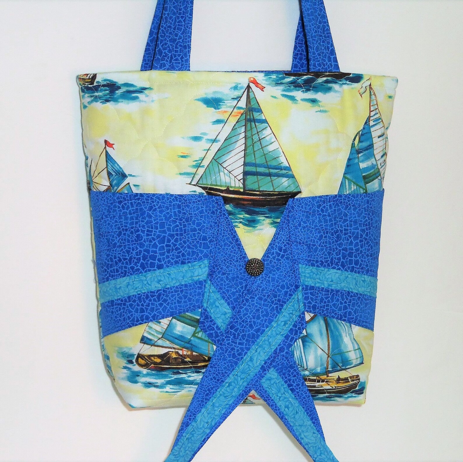 Knitting Tote Bag Sail Boat Tote Bag Large Quilted Purse Etsy