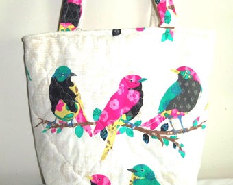 Canvas Tote Bag Painted Birds Sewnsewsister