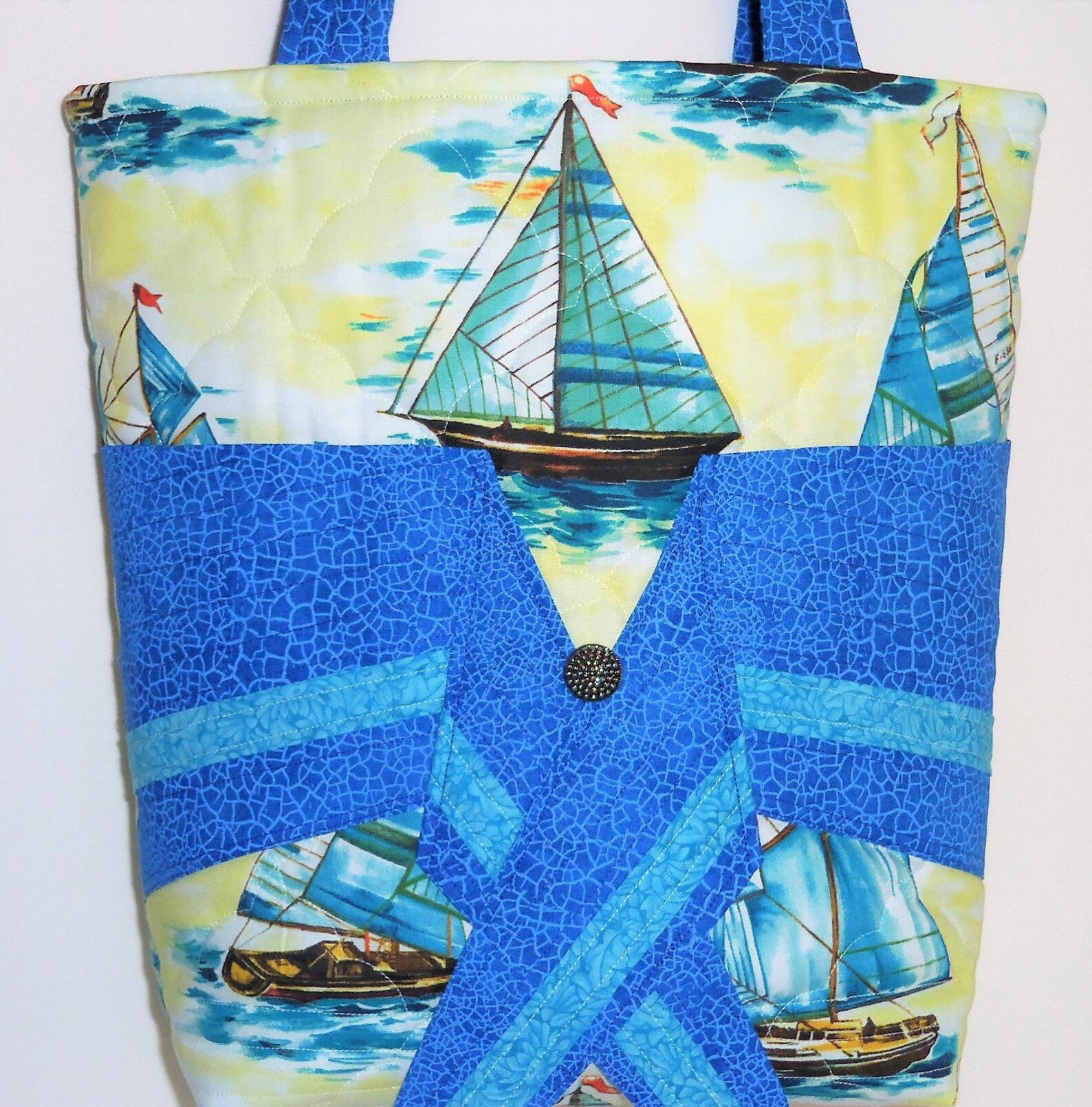 Knitting Tote Bag Sail Boat Tote Bag Large Quilted Purse Etsy