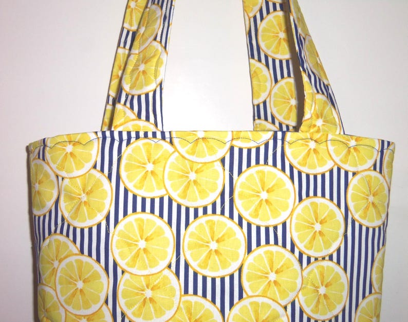 Tote Bag Lemons Knitting Bag Sewnsewsister afbeelding 6