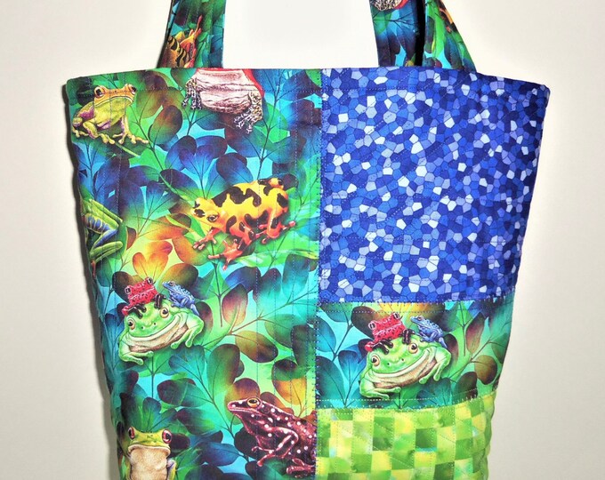 Frogs Knitting Bag Quilted Tote Bag Frogs Tote Quilted Etsy