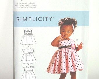 Uncut Simplicity Sewing Pattern #S9898 for Babies' Dress, Panty