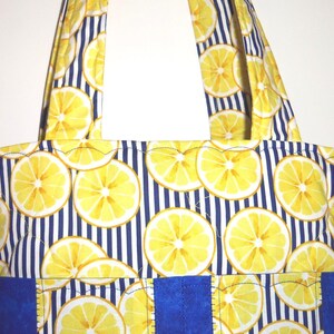 Tote Bag Lemons Knitting Bag Sewnsewsister afbeelding 5