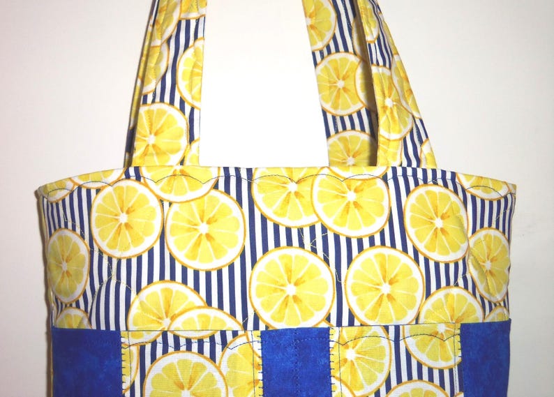 Tote Bag Lemons Knitting Bag Sewnsewsister afbeelding 5
