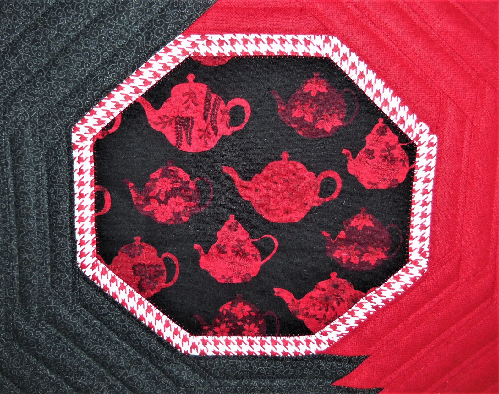 Teapot Table Topper Asian Octagon Mat Quilted Table Topper Etsy