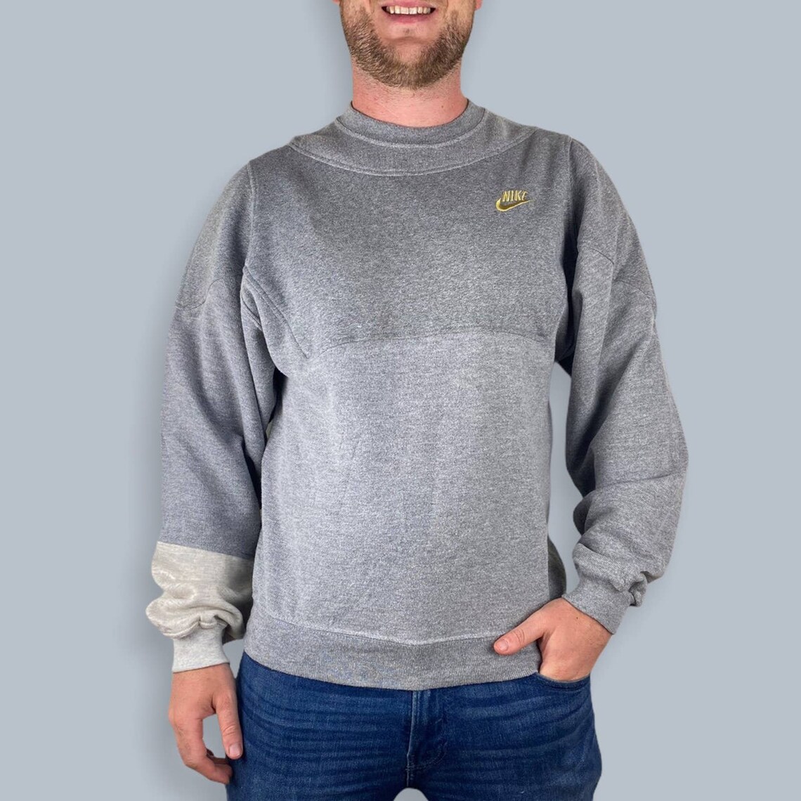Reworked Grey Nike Crew Neck Sweater S | Etsy