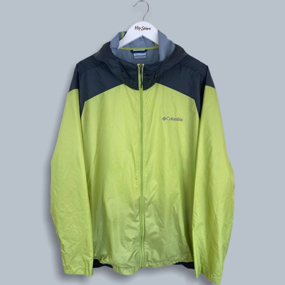 bright green rain jacket