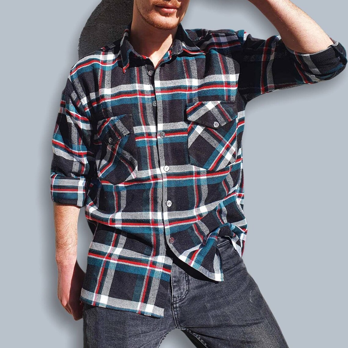 Camisa de lana casual estilo leñador ML Etsy