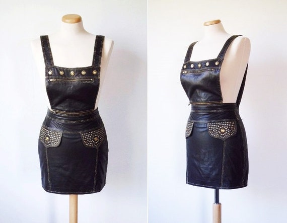 versace black dress with gold buttons