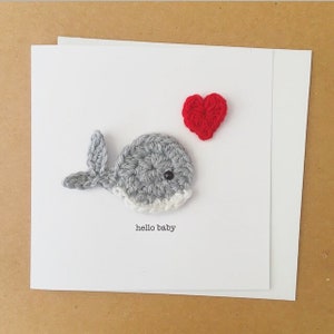 Crochet Baby Whale Blank Card I Personalized message I Hello Baby Card I New Baby I Baby Shower I Baby Announcement