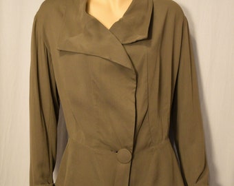 NORMA KAMALI ~ VINTAGE 1980s Taupe Peplum Top Jacket