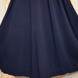 VINTAGE 1940s POLLY BRIEF Navy Blue Crepe Bow Accent Dress image 8