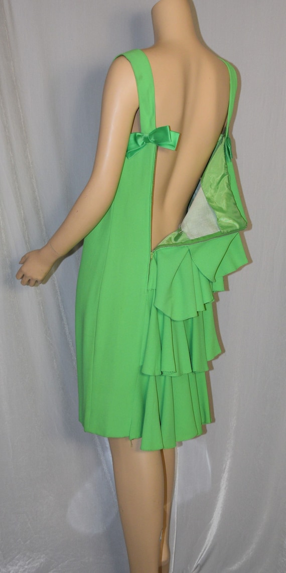 VINTAGE 1950s Lime Green Ruffle Tier CREPE COCKTA… - image 6