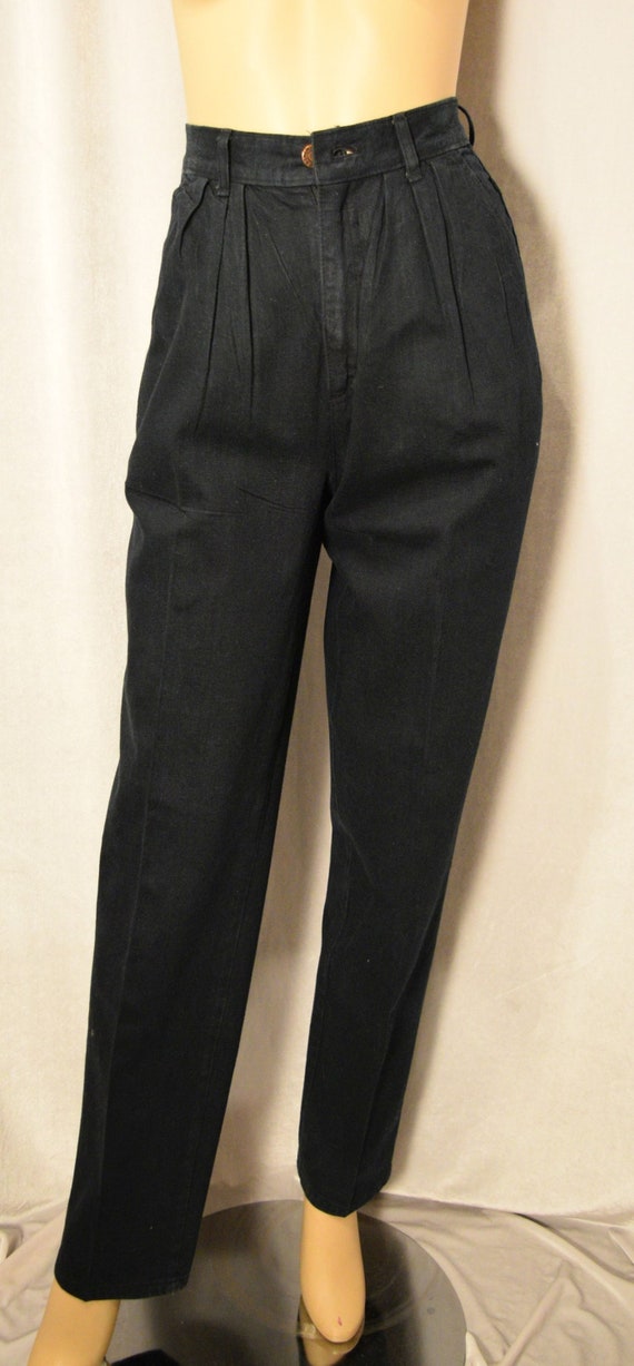 Vintage 1980s CALVIN KLEIN Black Cotton Denim Bagg