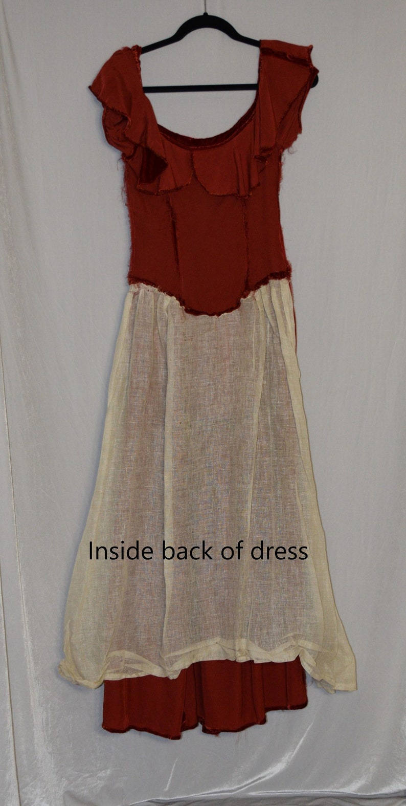 VINTAGE 1930s Burnt Orange SILK VELVET Ruffle Accent Formal Dress image 10