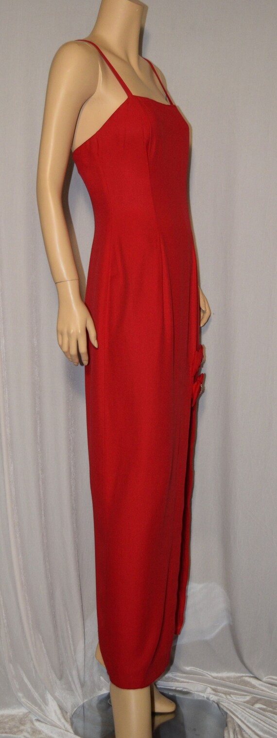 VINTAGE 1970s Gunne Sax RED Crepe Rhinestone Accen