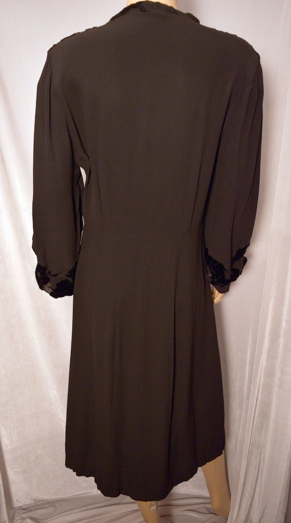 ANTIQUE Vintage 1920s Black Burnout Velvet Butter… - image 3