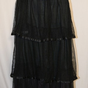 ANTIQUE Vintage Late 1910s Black SILK & NET Dress with Red Rose image 8