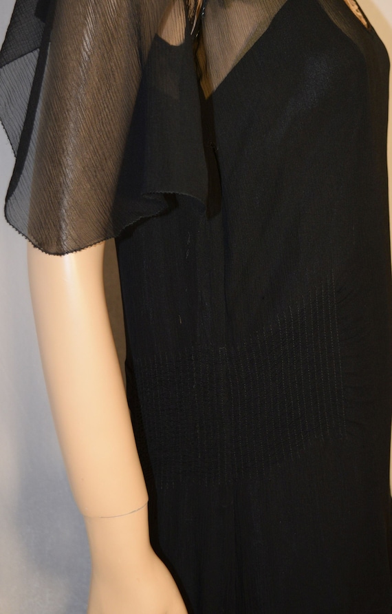 ANTIQUE Vintage 1920s Black SILK Crepe Capelet Op… - image 5