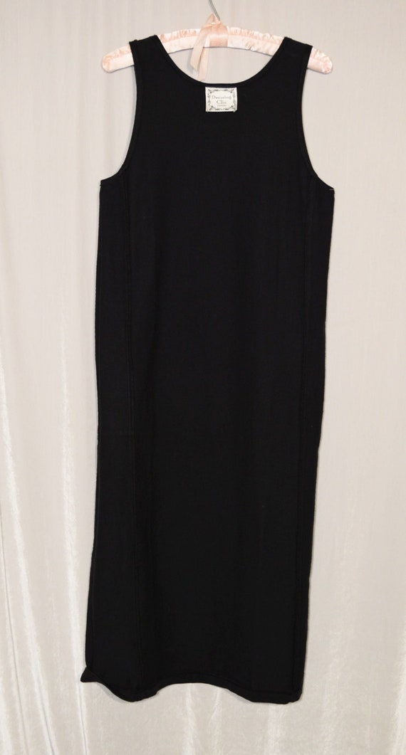 VINTAGE 1990s BLACK COTTON Long Summer Tank Dress… - image 7