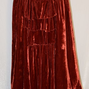 VINTAGE 1930s Burnt Orange SILK VELVET Ruffle Accent Formal Dress image 4