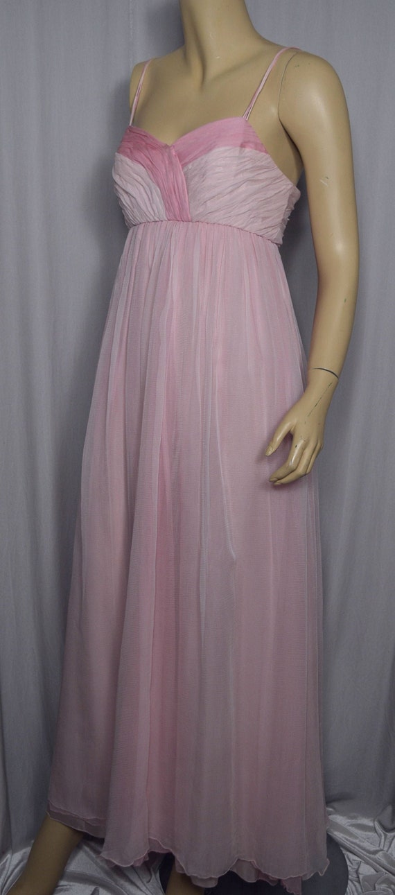 Vintage 1980/90s Pink CHIFFON Layered GOWN w/ Matc