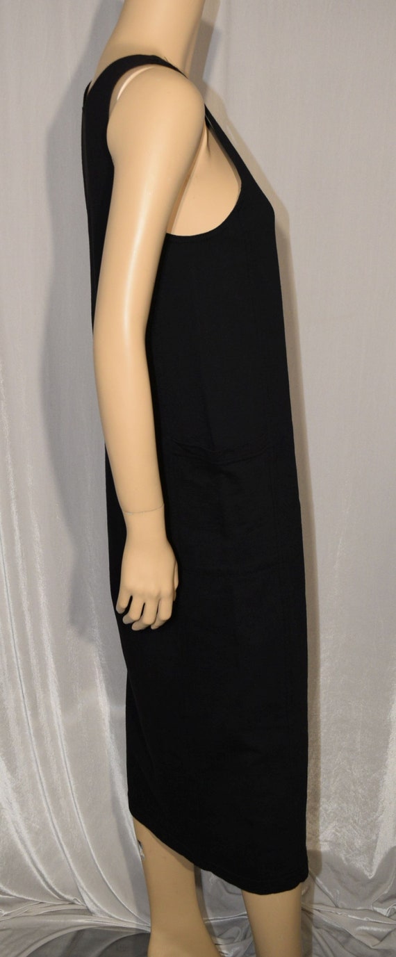 VINTAGE 1990s BLACK COTTON Long Summer Tank Dress… - image 5