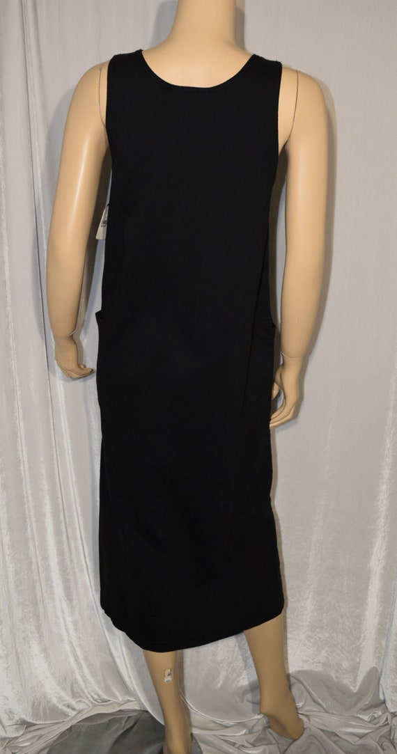 VINTAGE 1990s BLACK COTTON Long Summer Tank Dress… - image 2