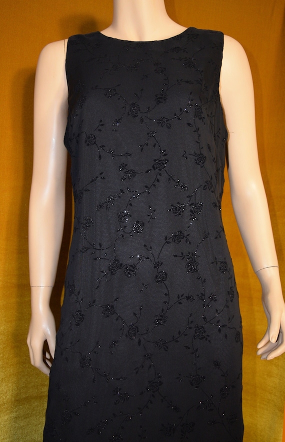 VINTAGE 1990s Black VELVET BURNOUT Glitter Formal 