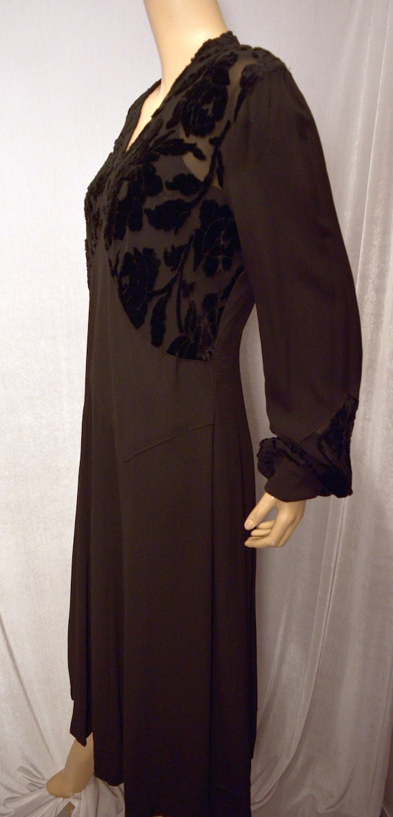 ANTIQUE Vintage 1920s Black Burnout Velvet Butter… - image 4