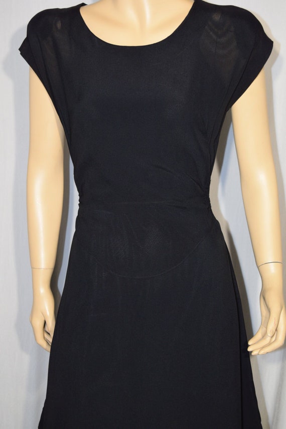 VINTAGE 1940s Black Semi-Sheer Crepe Back PEPLUM … - image 5