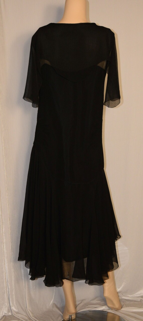 ANTIQUE Vintage 1920s Black SILK Crepe Capelet Op… - image 2