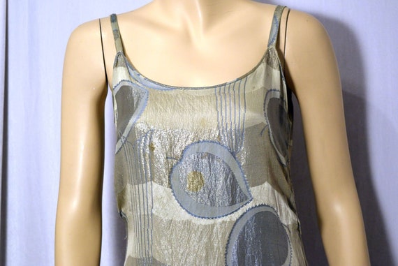 ANTIQUE Vintage 1920s Silver GOLD LAME Metallic Fo