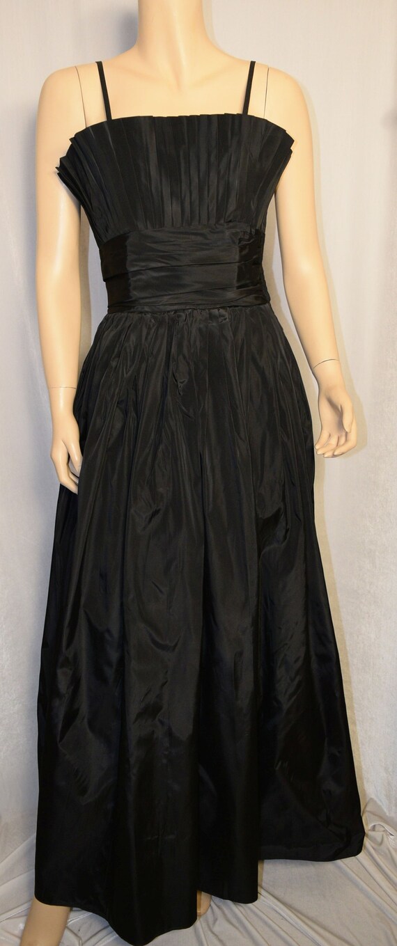 VINTAGE 1950s MARSHALL FIELD Black Taffeta Red Kn… - image 2